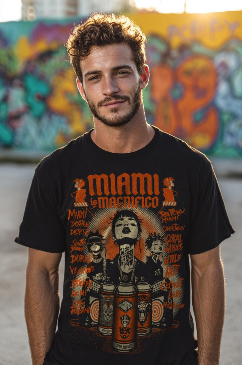 Magnifico - Miami is Magnifico Black T shirt