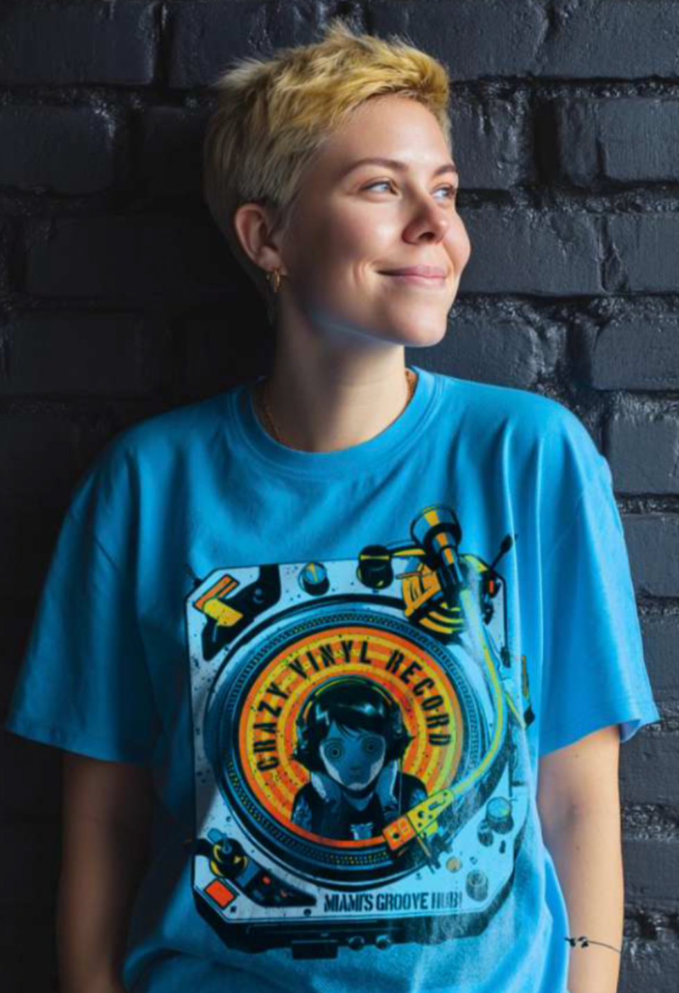 Crazy Vinyl Record - Kumiko Blue T shirt