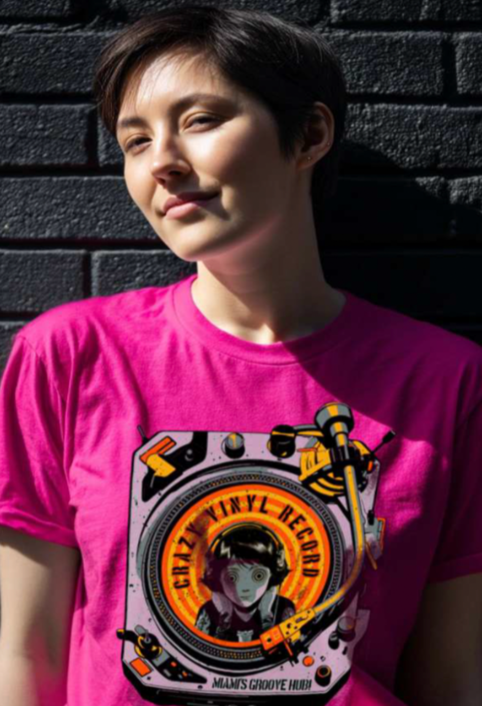 Crazy Vinyl Record - Kumiko Pink T shirt (Preorder Now)