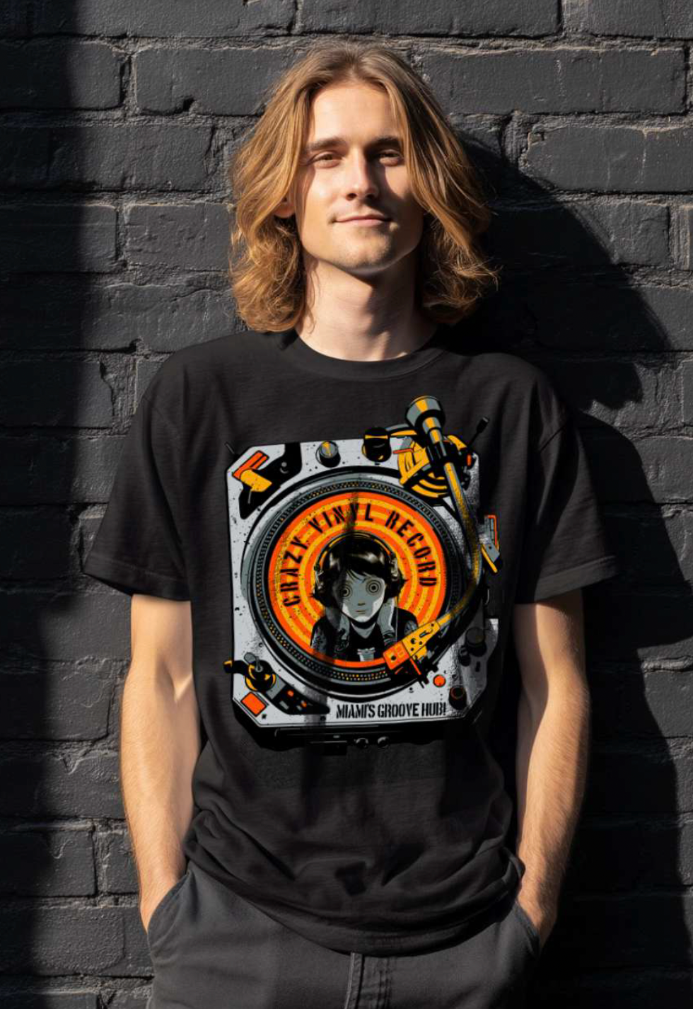 Crazy Vinyl Record - Kumiko Black T shirt