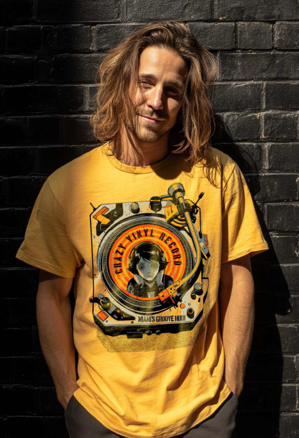 Crazy Vinyl Record - Kumiko Yellow T shirt