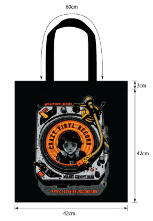 Crazy Vinyl Record - Black Tote Bag Kumiko vinyl