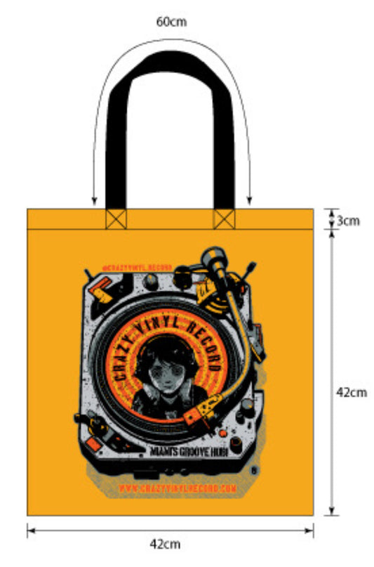 Crazy Vinyl Record - Yellow Tote Bag Kumiko vinyl