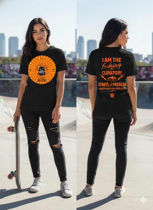 Crazy Vinyl Record - logo curator Black T shirt