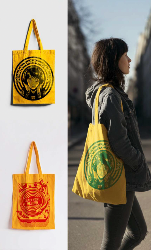 Crazy Vinyl Record - Yellow Tote Bag (Coming Soon)