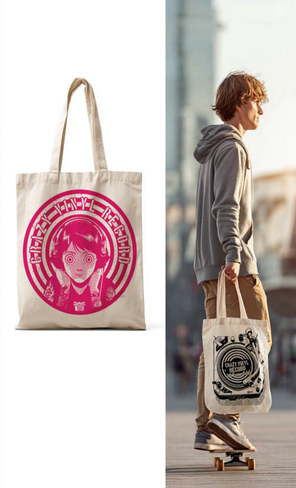Crazy Vinyl Record - White Tote Bag (Coming Soon)